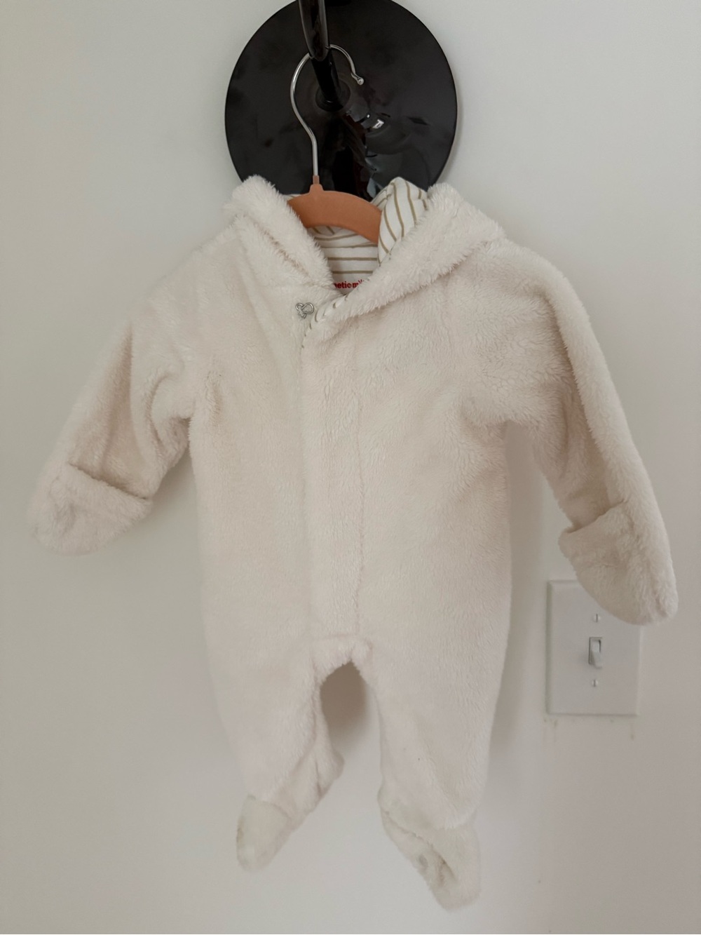Magnetic Me White Plush Hooded Footed One-Piece